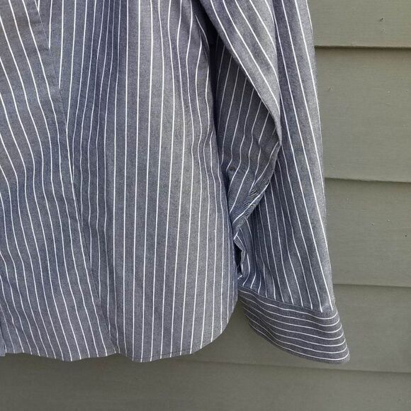 Talbots Gray White Stripe Button Down Shirt Like NEW size 10 - Picture 7 of 8